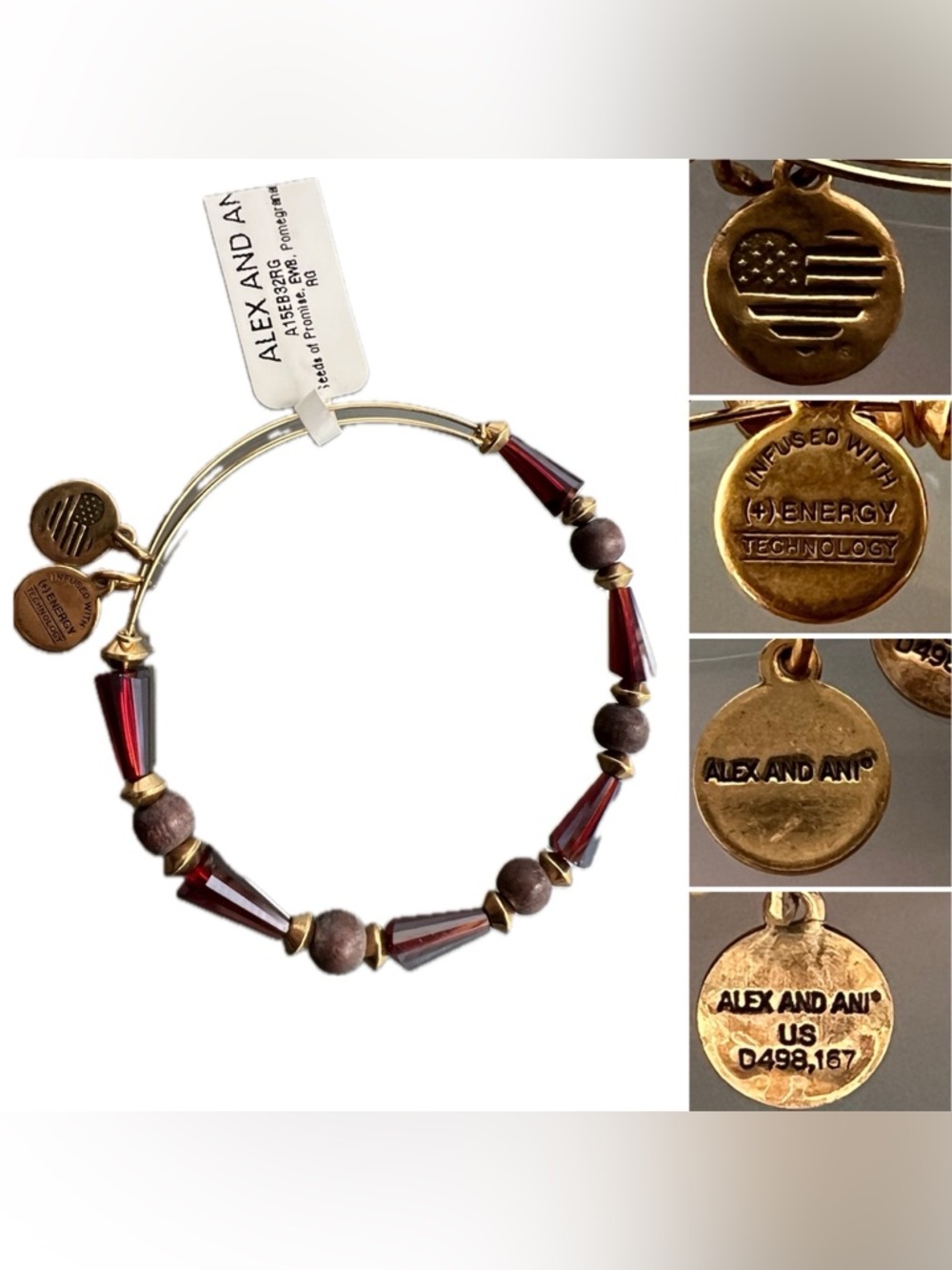🐙Alex and Ani Pomegranate & Gold Beaded Expandable Bracelet Seeds of Promise